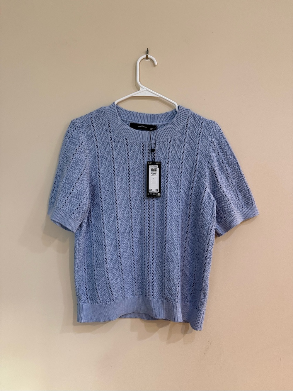 Vero Moda Light Blue Short-Sleeve Crewneck Knit Sweater